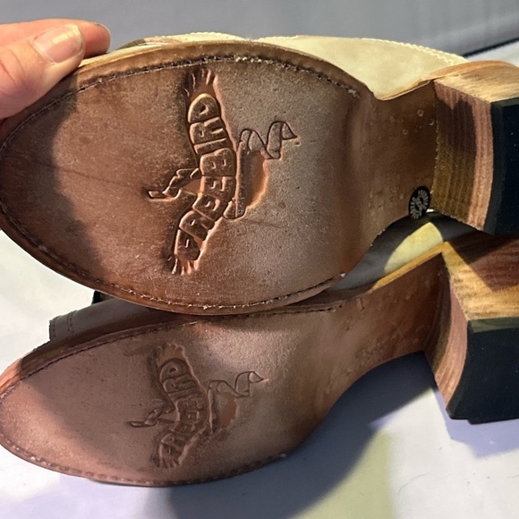 Womens FREEBIRD Caprice sandals size 9 gray distressed boho chunky heel - Picture 7 of 9